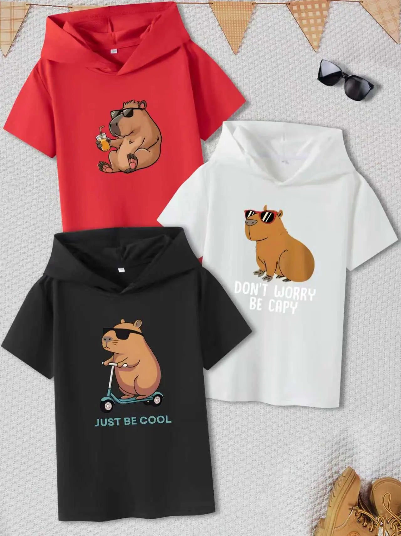 Cool Capybara Graphic Hoodie – Fun Cartoon Animal Streetwear Tee