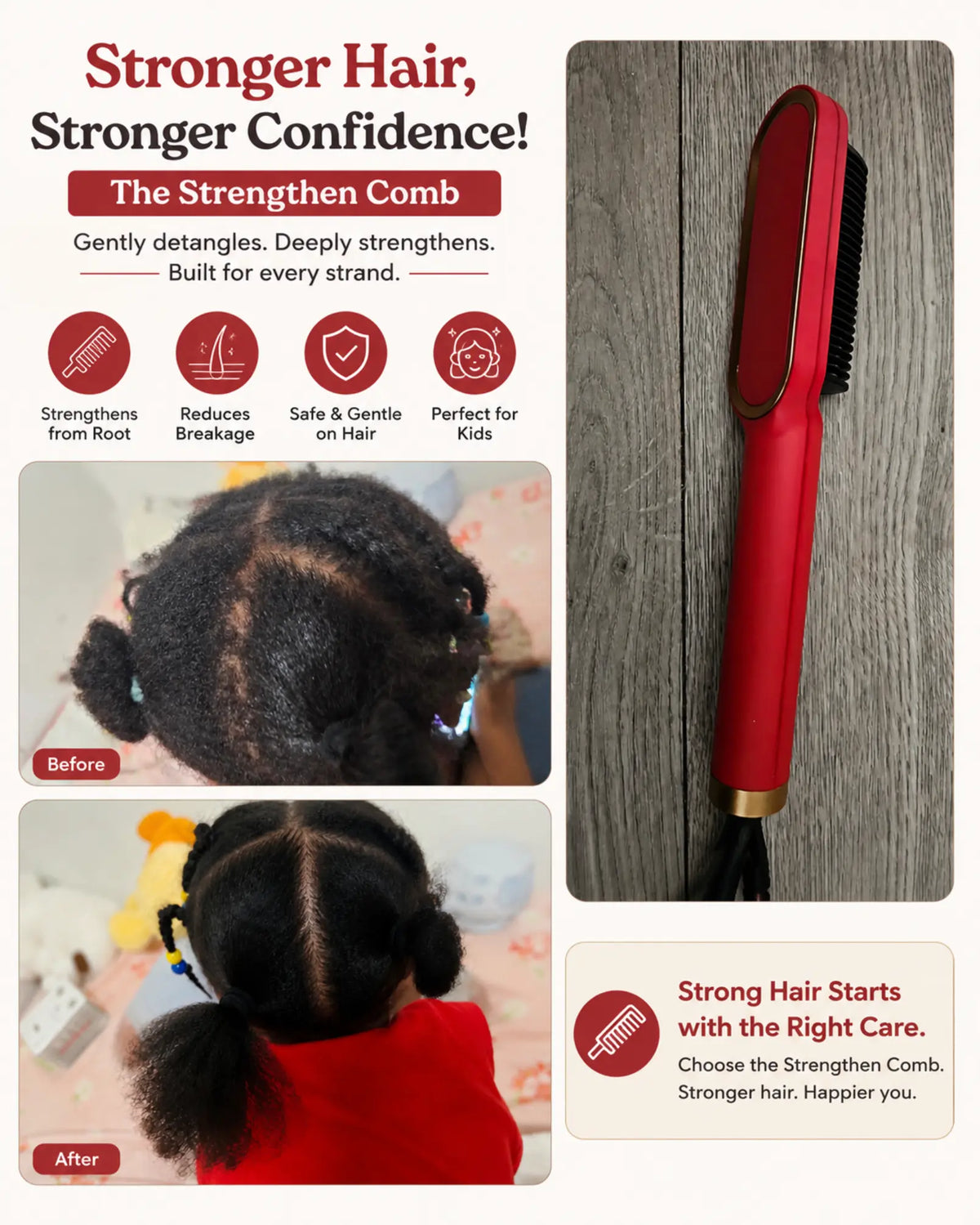 ✨ 2-in-1 Electric Hair Straightening Brush – Fast Heat Styling Comb