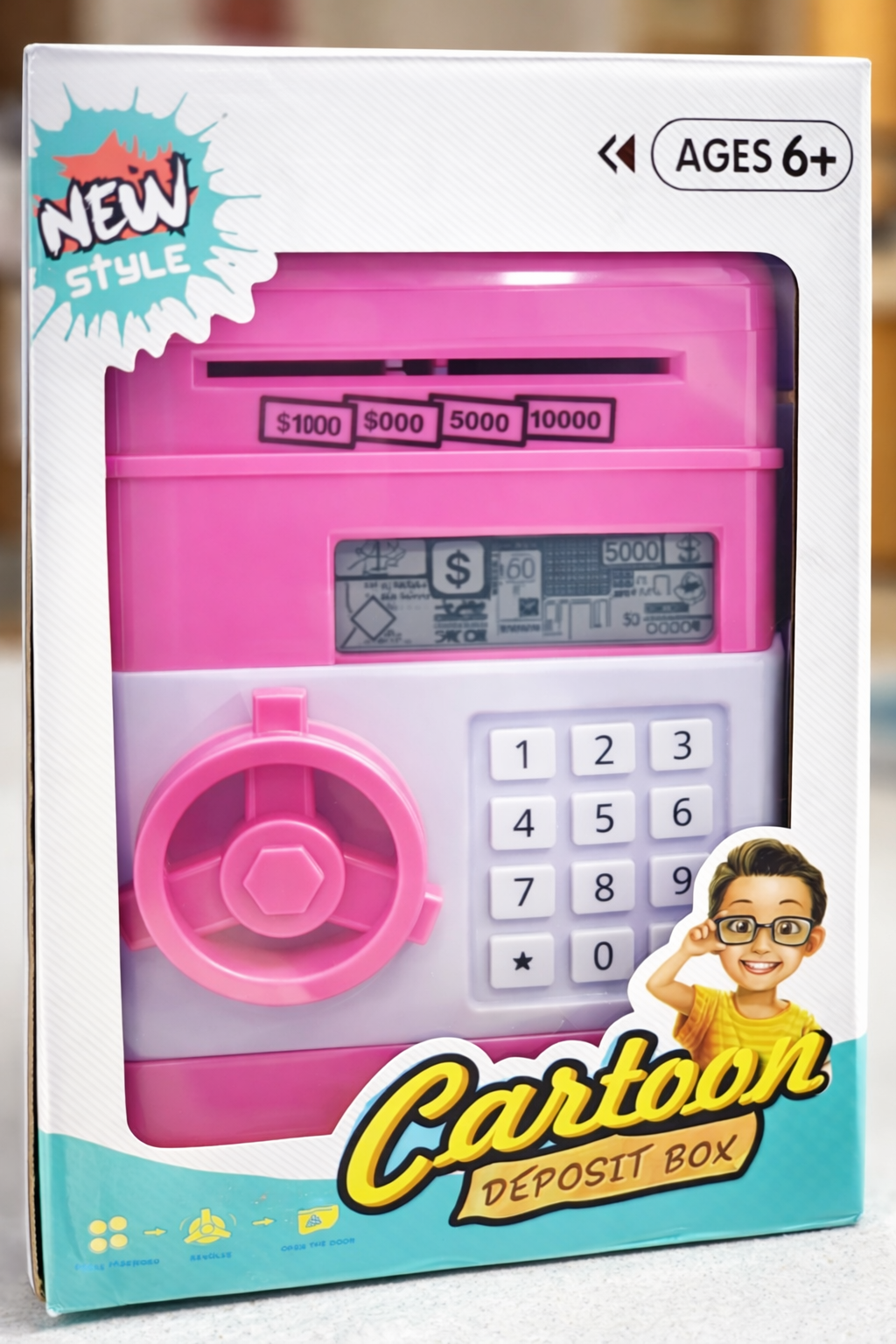 🔐 Cartoon ATM-Style Deposit Box for Kids – Password Protected Piggy Bank (Ages 6+)