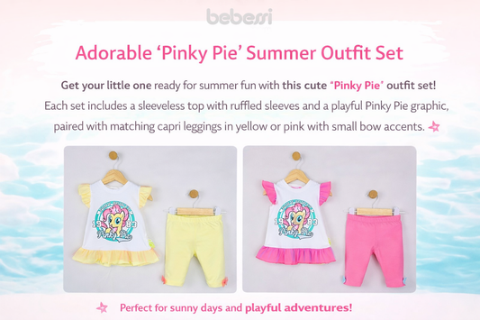 Cute Pinky Pie Baby Girl Summer Outfit Set – Ruffle Top & Capri Leggings