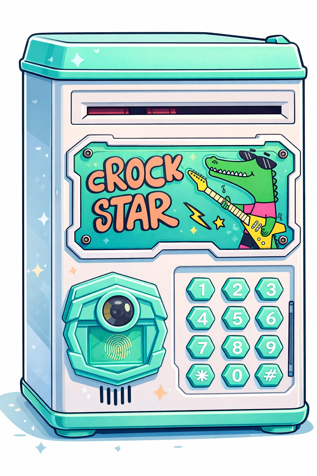 Kids Electronic Piggy Bank Safe with Simulated Face Recognition – Password & Fingerprint Money Box (Unicorn & Dinosaur Designs)