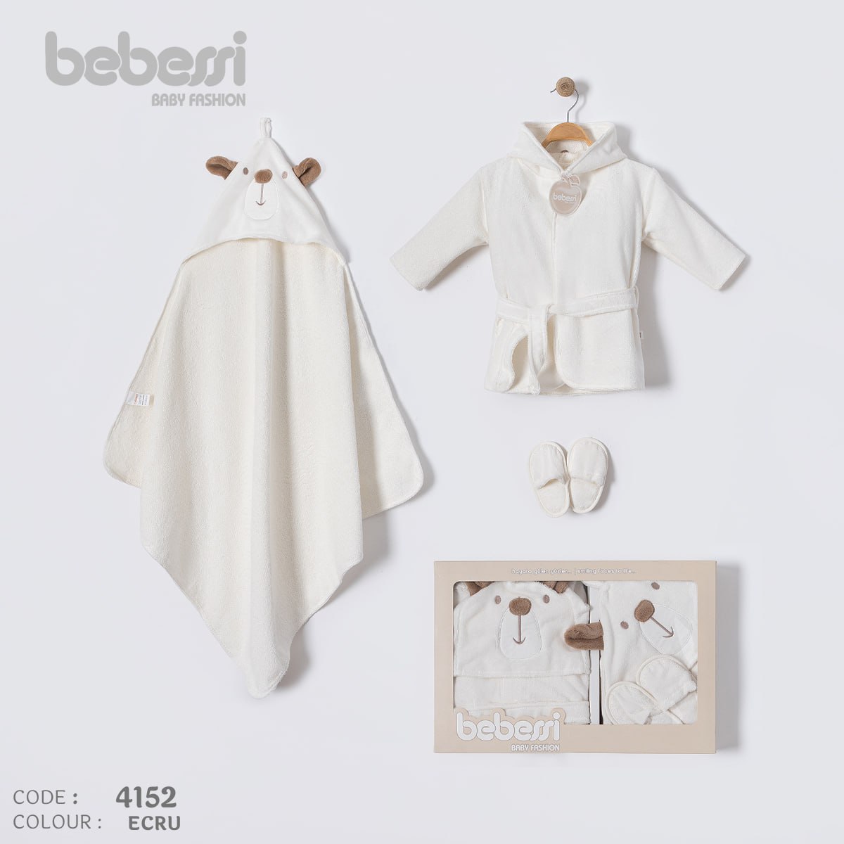 Soft & Snuggly Bear Baby Bath Set – 4-Piece Hooded Towel Gift Set (4152)