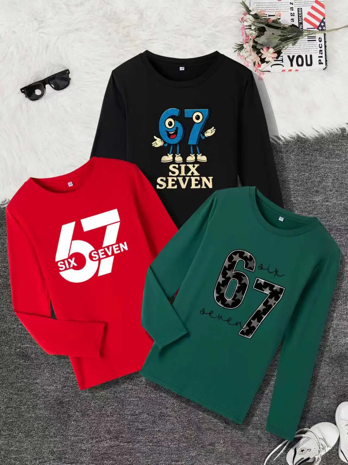 “Six Seven” Long-Sleeve Graphic Tee – Fun, Bold & Comfortable