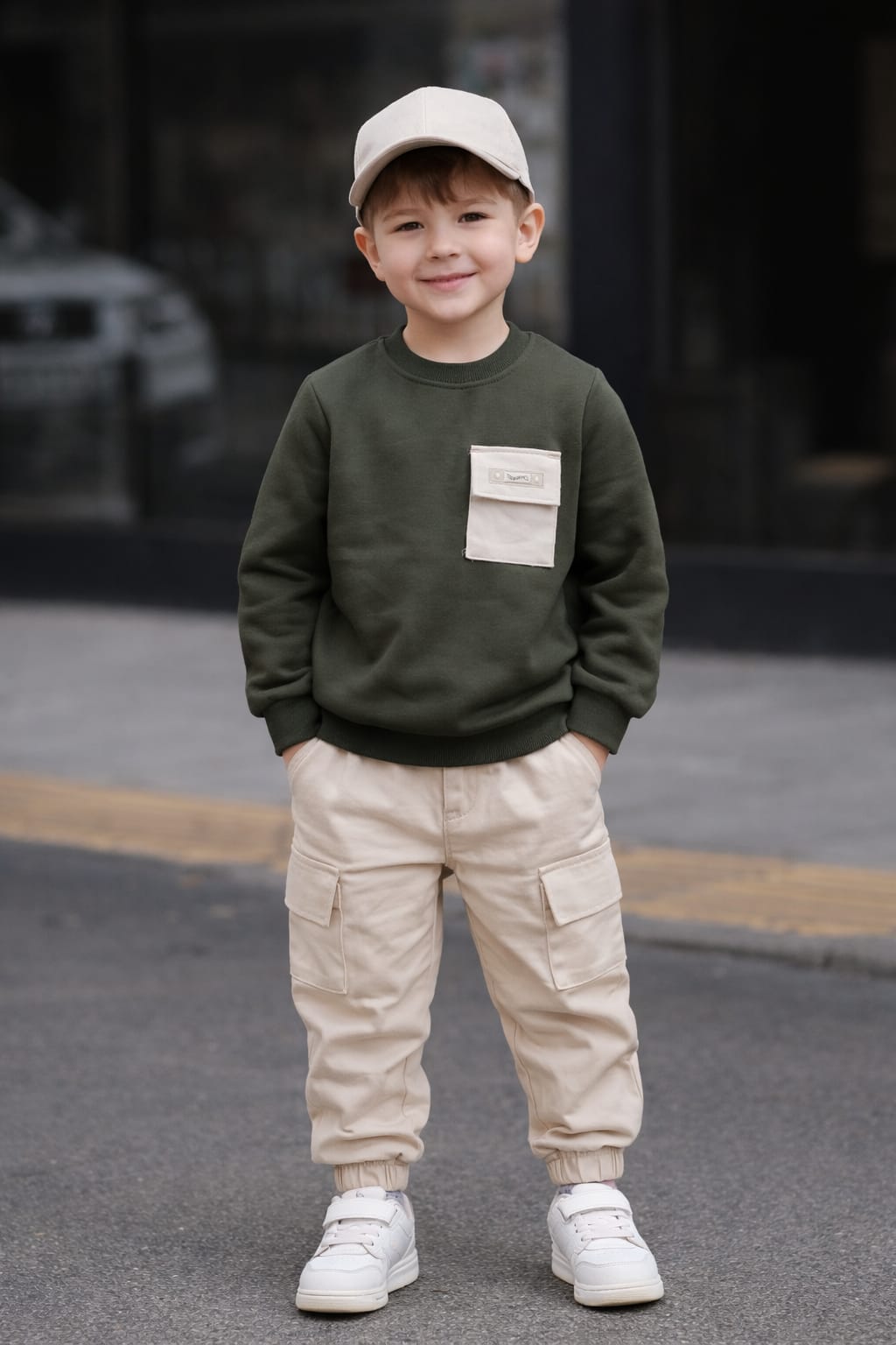 Kids Premium Casual Pocket Sweatshirt & Cargo Jogger Set