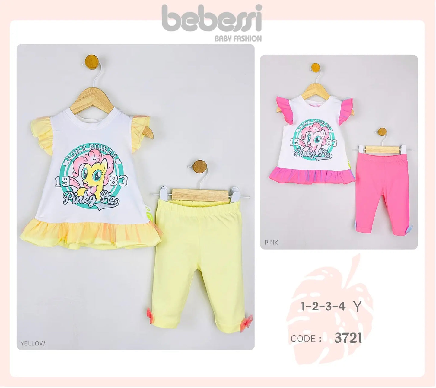 Cute Pinky Pie Baby Girl Summer Outfit Set – Ruffle Top & Capri Leggings