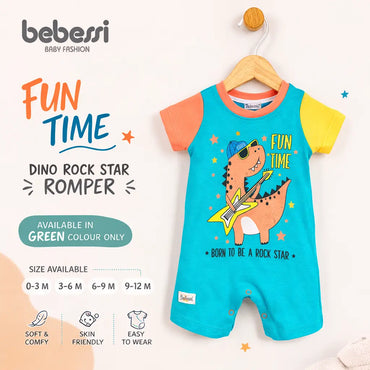 Dino Rock Star Baby Romper – Fun Time Outfit