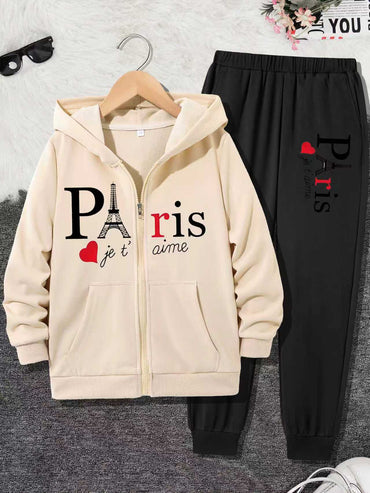 Fall in love with comfort and style in this adorable Paris-Inspired Hoodie & Sweatpants Set! 💕