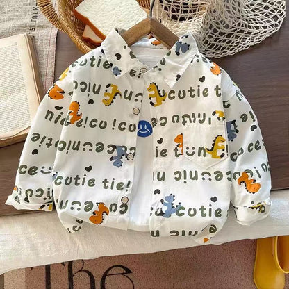 Adorable Dinosaur Print Button-Up Shirt 🦖✨