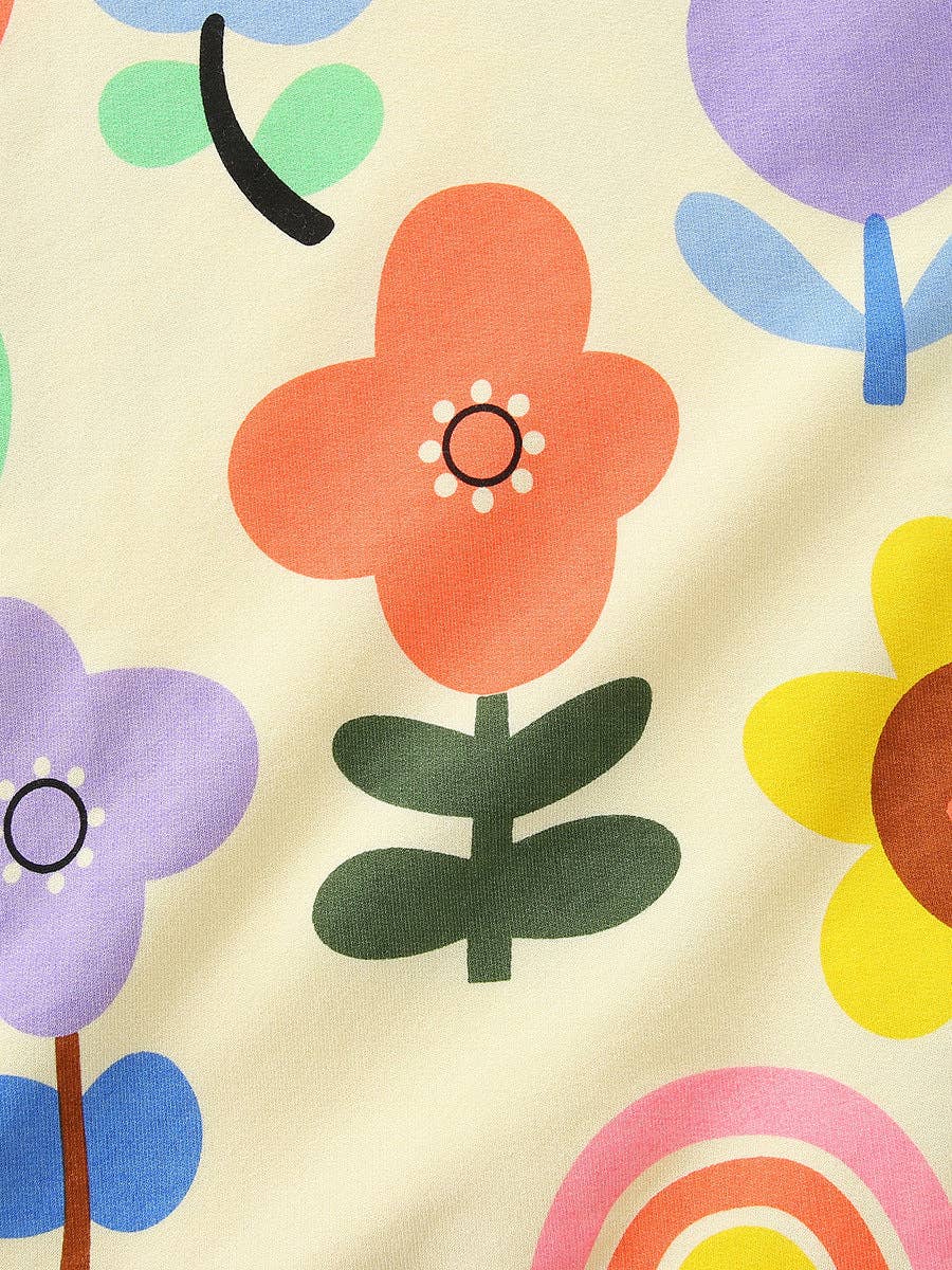 Flower Print Kids Sweatshirt Soft Cotton Pullover: 8335 / 4Y(110cm)