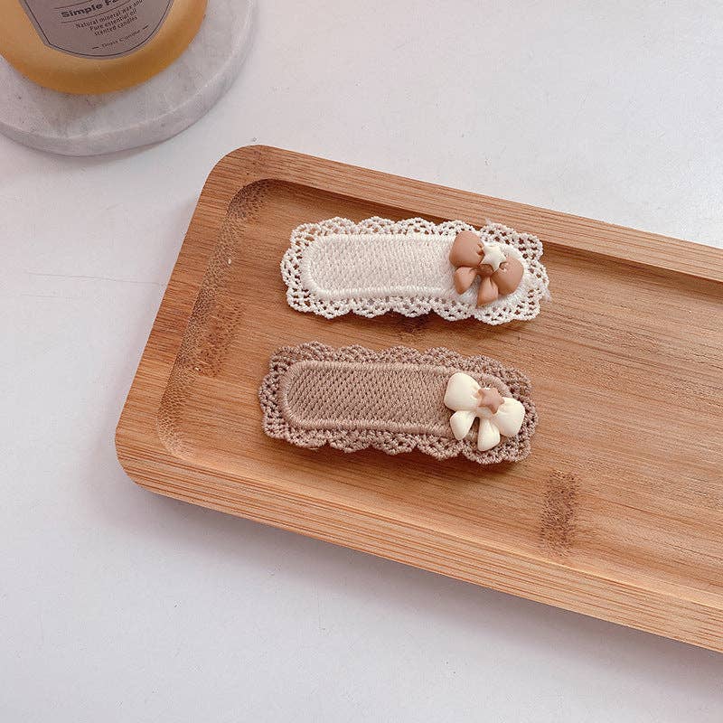 Cute Knit Floral Hair Clips for Girls – Handmade Baby Hair Accessories: 3-Heart Pair