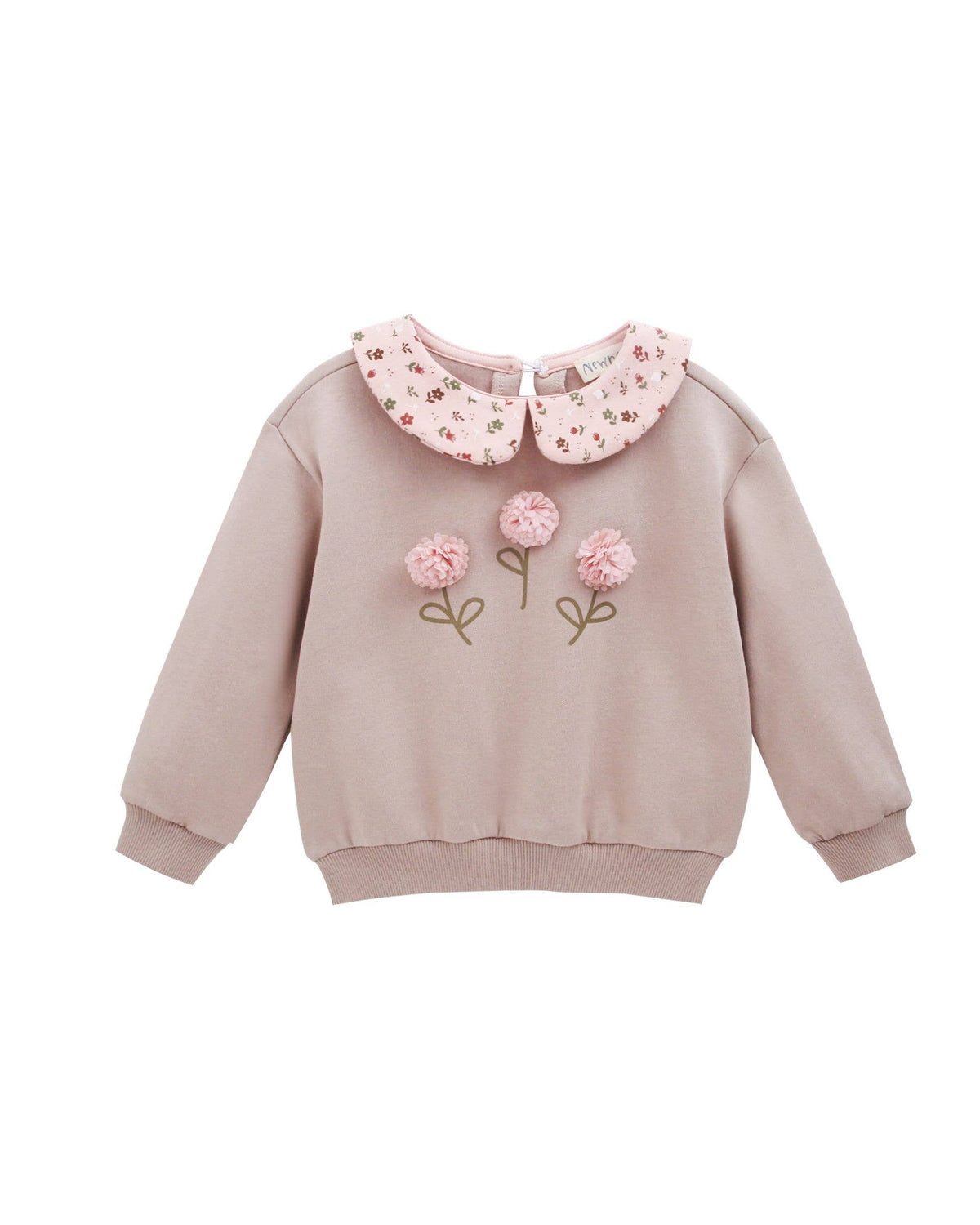 Fleece sweatshirt, ruffle collar & floral,2-6Y,JGI66777