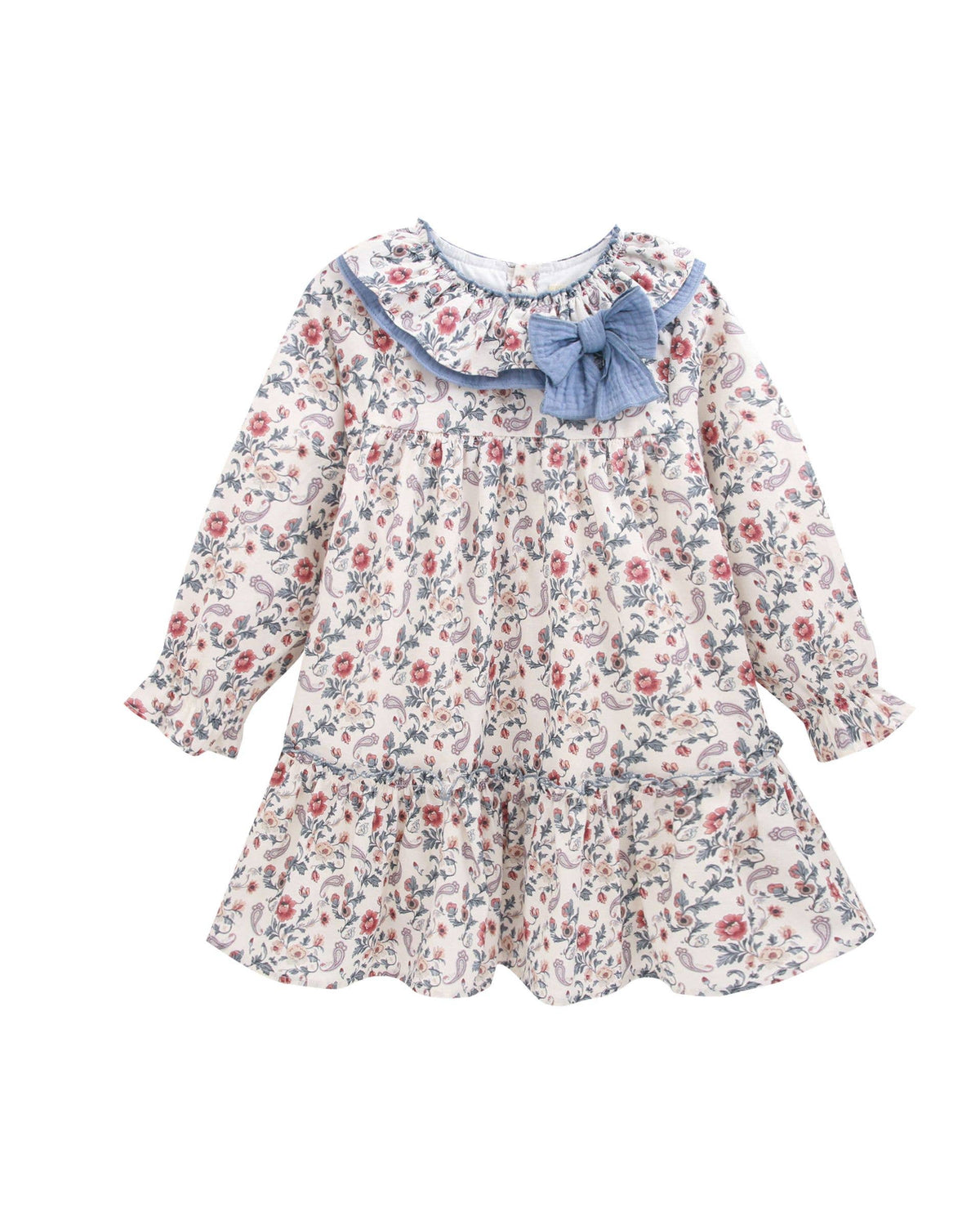 L/S floral dress, ruffle collar,3-9Y,JGI96807