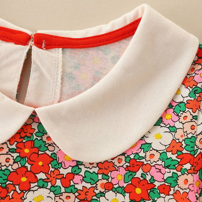 Floral Princess Dress For Girls Soft Cotton Long Sleeve Dress: 1418 / 7Y(125cm)