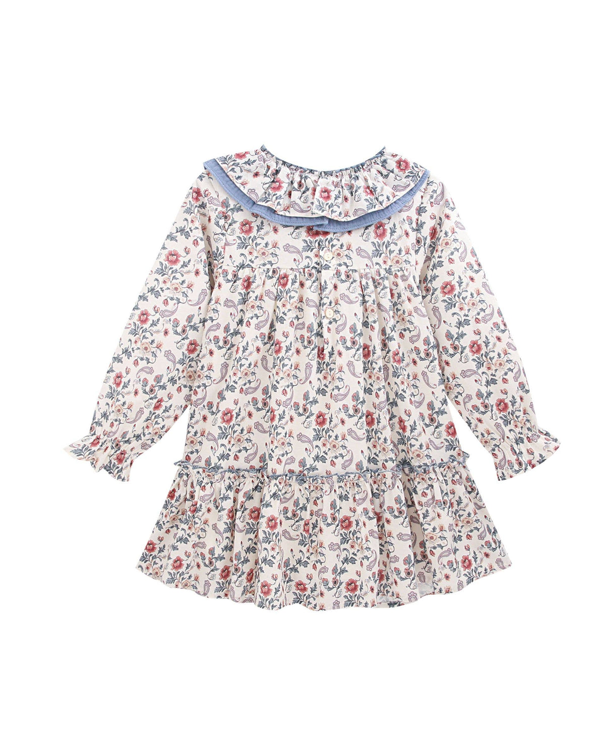 L/S floral dress, ruffle collar,3-9Y,JGI96807