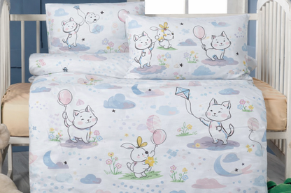 Sweet Dreams Bunny & Kitten Nursery Bedding Set – Soft Pastel Crib Collection