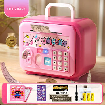 ✨ Kids Electronic Piggy Bank Safe – Password & Card Unlock | Cute Cartoon Money Box with Lights & Sounds