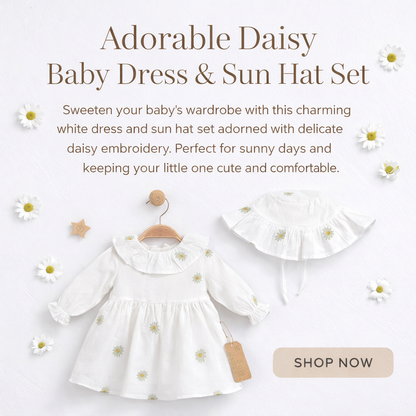 Anna Babba Daisy Embroidered Baby Dress & Collar Set (20499)