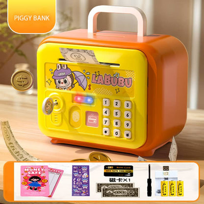 ✨ Kids Electronic Piggy Bank Safe – Password & Card Unlock | Cute Cartoon Money Box with Lights & Sounds