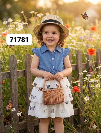 🌸 Adorable Butterfly Princess Dress Set for Girls – Summer Party Outfit