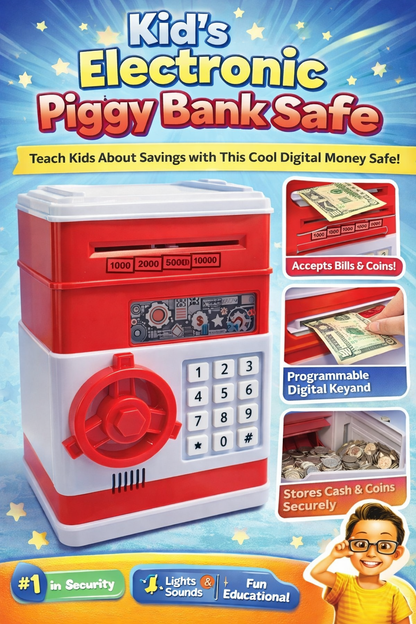 🔐 Cartoon ATM-Style Deposit Box for Kids – Password Protected Piggy Bank (Ages 6+)