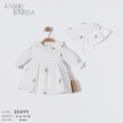 Anna Babba Daisy Embroidered Baby Dress & Collar Set (20499)