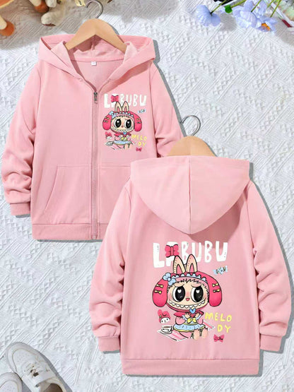 Cute Cartoon Bunny Kids Zip-Up Hoodie – Cozy, Fun & Stylish