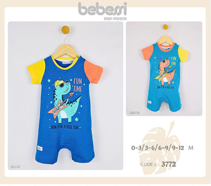Dino Rock Star Baby Romper – Fun Time Outfit
