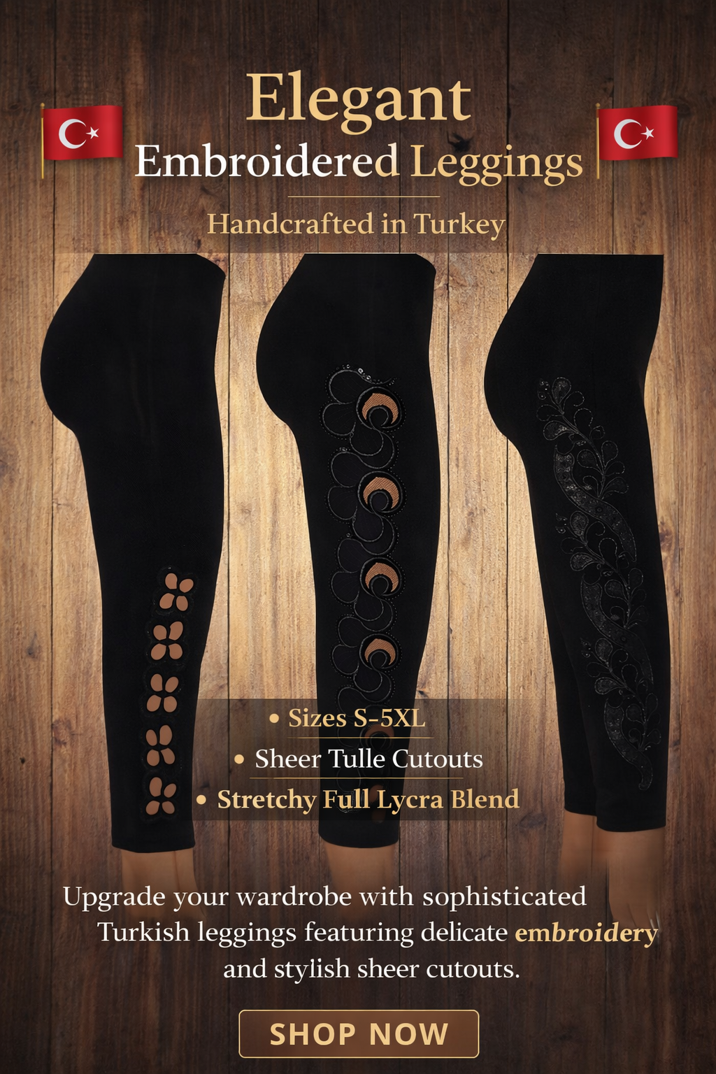 Black Pull-On Pants with Sequin Floral Detail – Stretch Waist, Elegant & Comfortable