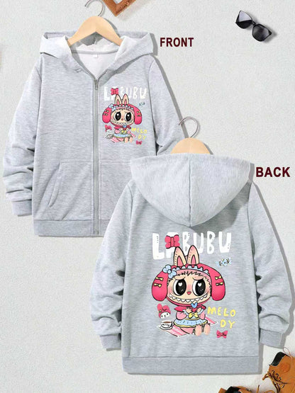 Cute Cartoon Bunny Kids Zip-Up Hoodie – Cozy, Fun & Stylish