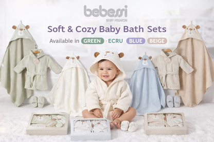 Soft & Snuggly Bear Baby Bath Set – 4-Piece Hooded Towel Gift Set (4152)