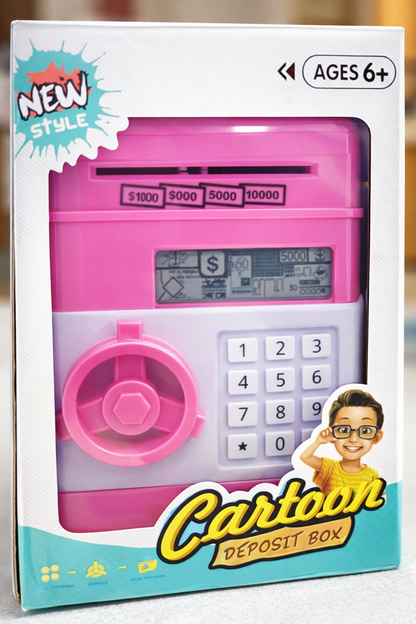 🔐 Cartoon ATM-Style Deposit Box for Kids – Password Protected Piggy Bank (Ages 6+)
