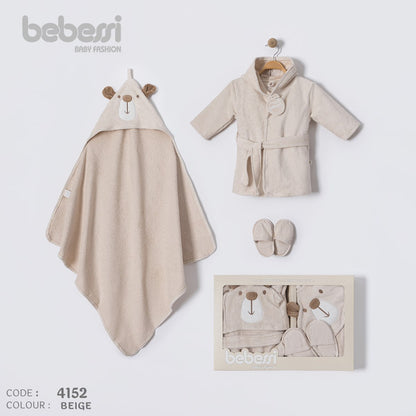 Soft & Snuggly Bear Baby Bath Set – 4-Piece Hooded Towel Gift Set (4152)