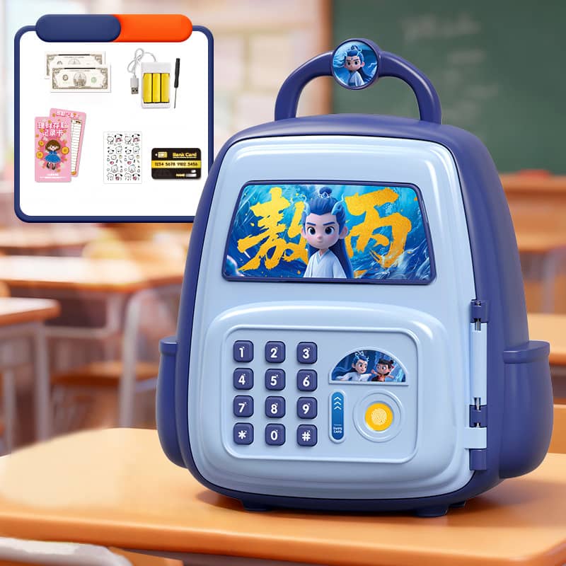 Kids Cartoon Electronic Piggy Bank Safe – Password & Fingerprint Coin Bank with ATM card (Multiple Character Designs)
