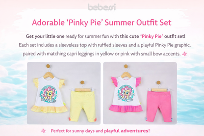 Cute Pinky Pie Baby Girl Summer Outfit Set – Ruffle Top & Capri Leggings