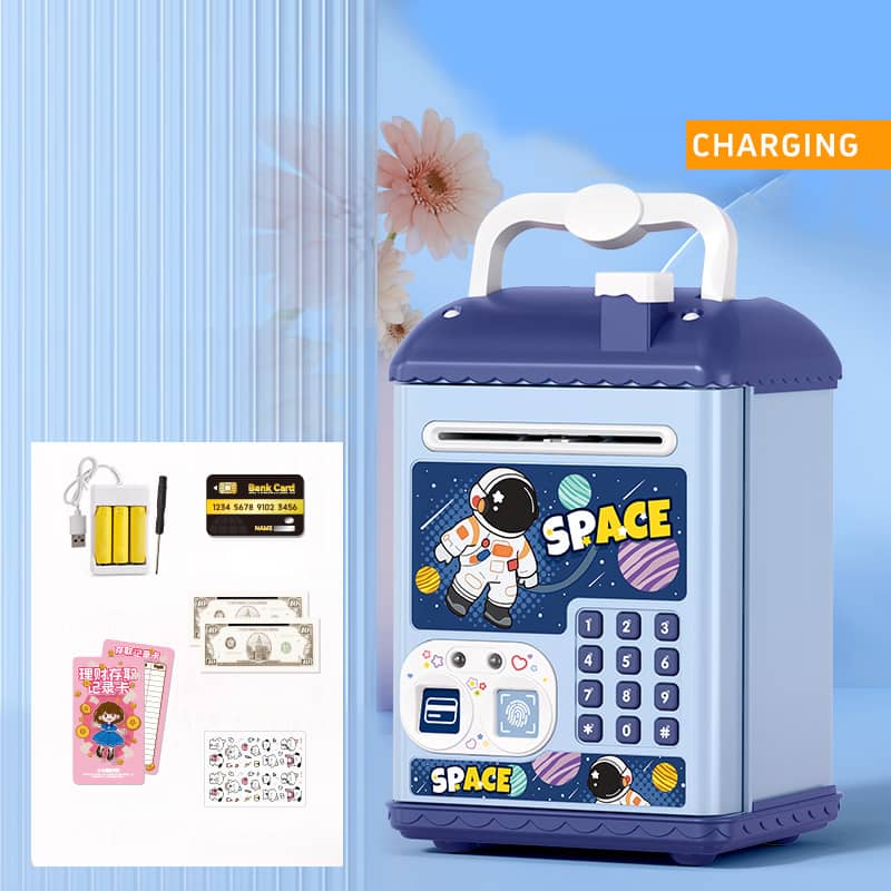 Kids Electronic Dinosaur Piggy Bank Safe – Password & Fingerprint ATM Coin Bank (Rechargeable)