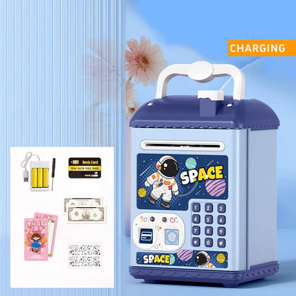 Kids Electronic Dinosaur Piggy Bank Safe – Password & Fingerprint ATM Coin Bank (Rechargeable)