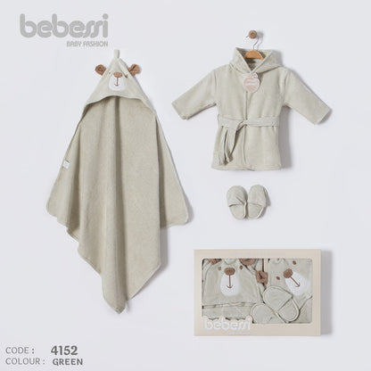Soft & Snuggly Bear Baby Bath Set – 4-Piece Hooded Towel Gift Set (4152)