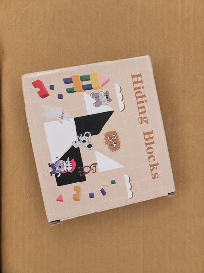 Educational Wooden Hiding Blocks Puzzle Set for Kids Ages 3+ ( 16 Blocks)