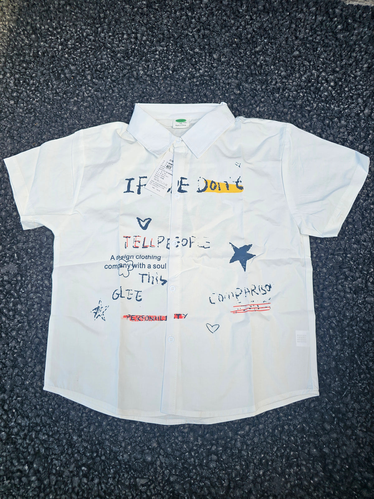 Trendy Kids Graffiti Print Button-Up Shirt – Summer Short Sleeve Cotton Top