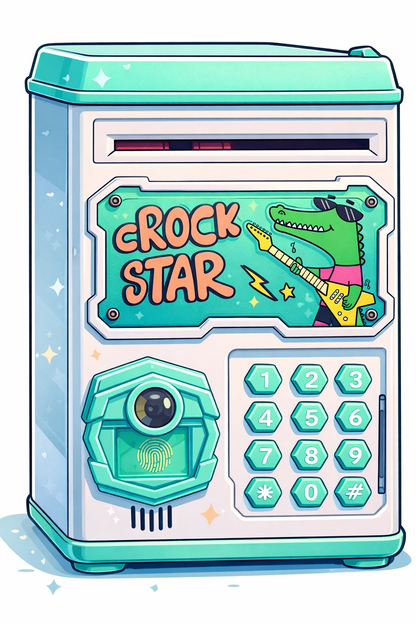Kids Electronic Piggy Bank Safe with Simulated Face Recognition – Password & Fingerprint Money Box (Unicorn & Dinosaur Designs)