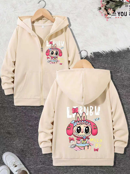 Cute Cartoon Bunny Kids Zip-Up Hoodie – Cozy, Fun & Stylish