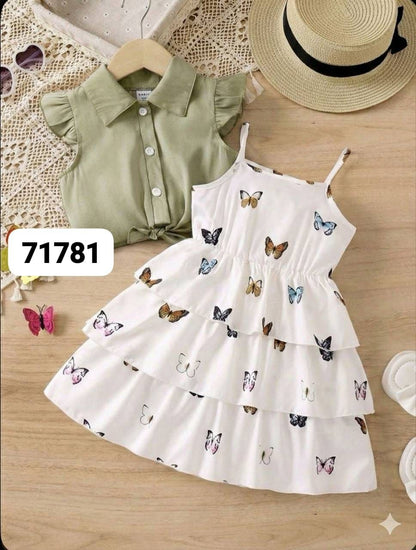 🌸 Adorable Butterfly Princess Dress Set for Girls – Summer Party Outfit