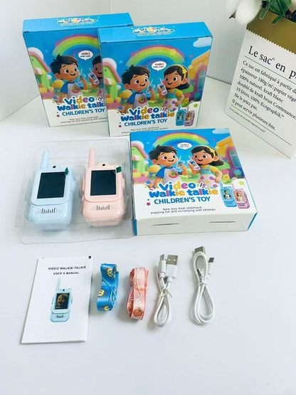 Kids Video Walkie Talkie Set with Camera Screen – Rechargeable Toy Pair (Pink & Blue)