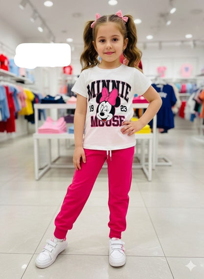 ✨ Minnie Mouse Girls 2-Piece Summer Tracksuit Set – Cute & Comfortable Kids Outfit