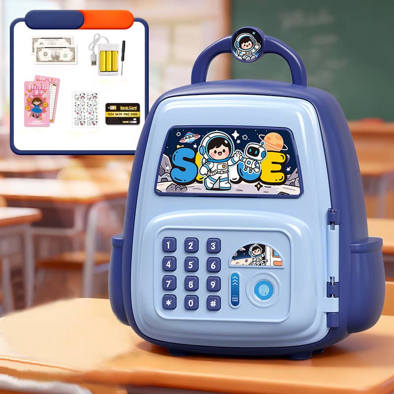 Kids Cartoon Electronic Piggy Bank Safe – Password & Fingerprint Coin Bank with ATM card (Multiple Character Designs)
