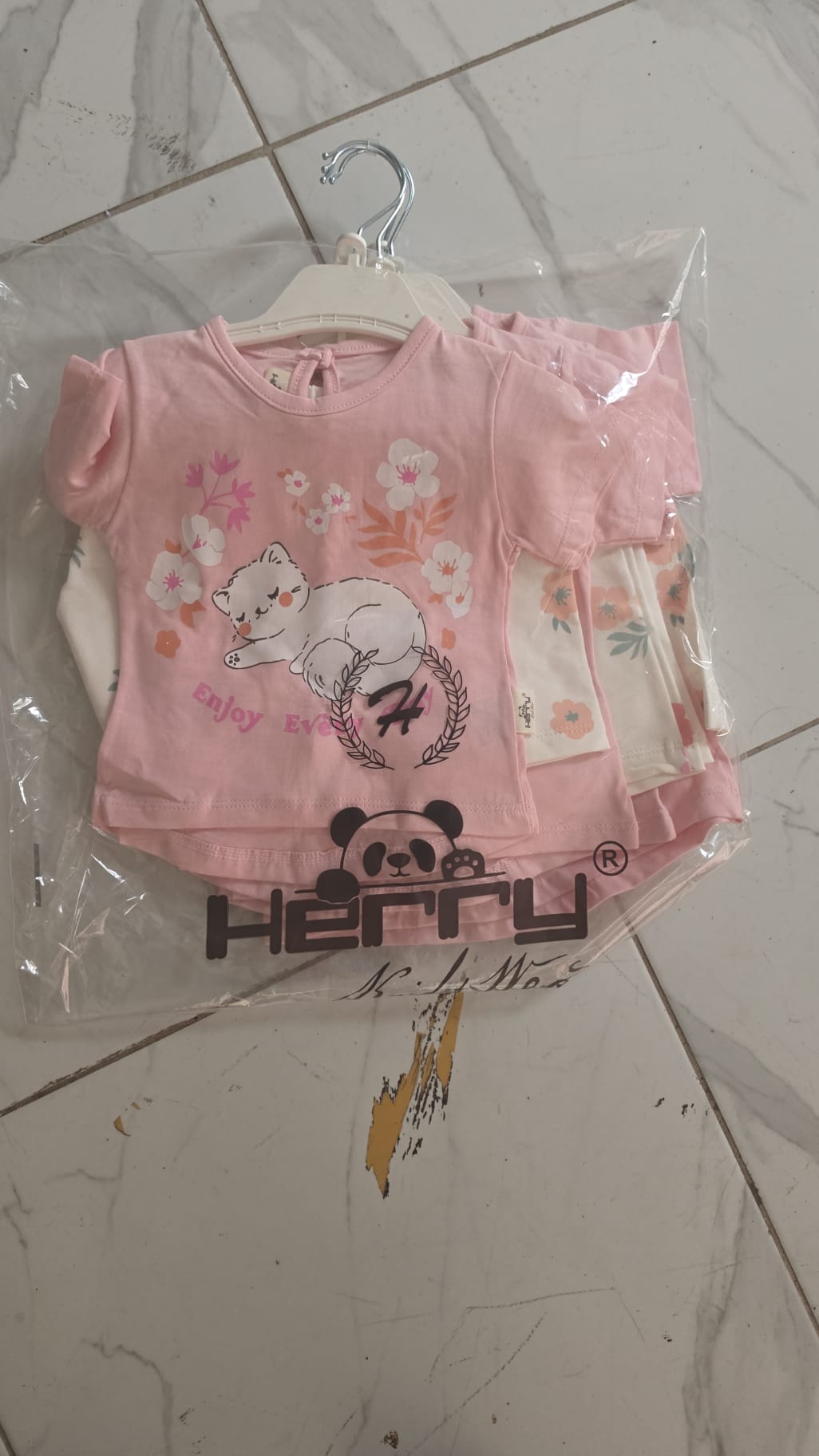 Cute Baby Girls Pink 2-Piece Summer Outfit Set – Soft Cotton with Cat Print 🌸🐱