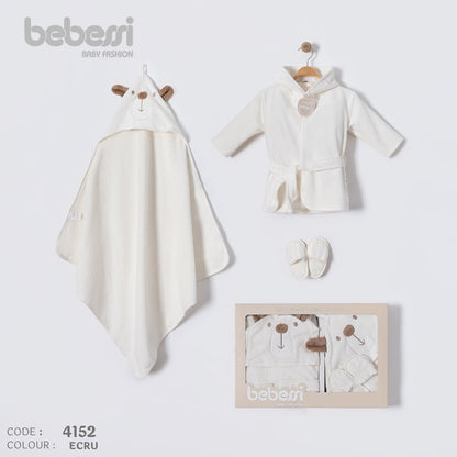 Soft & Snuggly Bear Baby Bath Set – 4-Piece Hooded Towel Gift Set (4152)