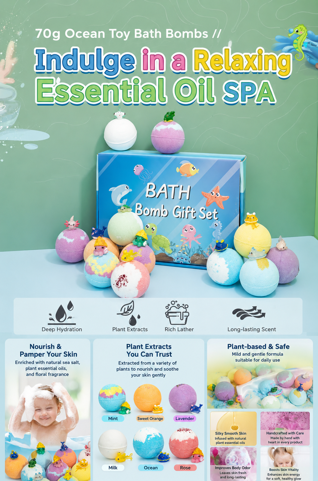 🌊 Bath Bomb Gift Set for Kids & Babies 🛁✨
