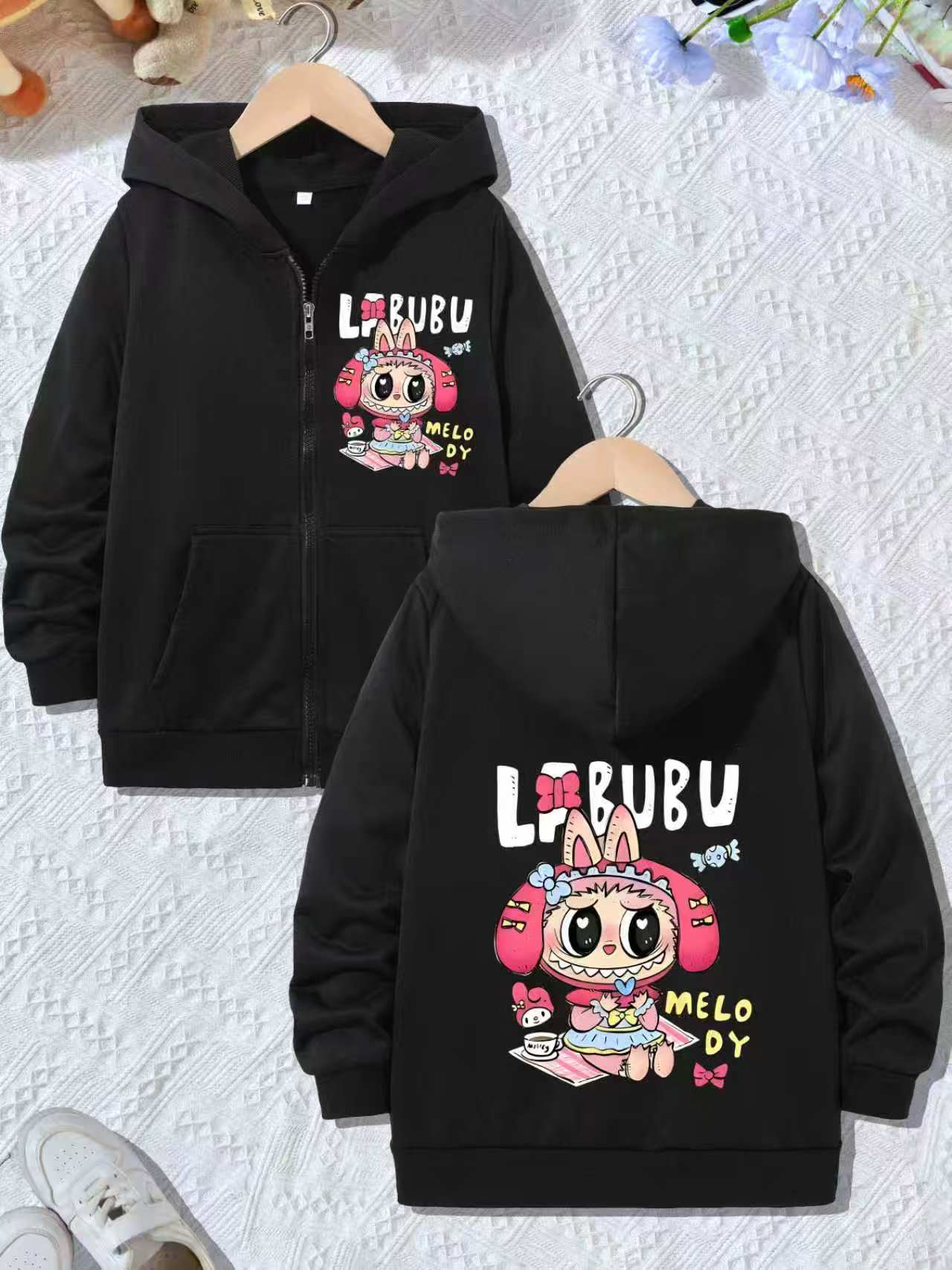 Cute Cartoon Bunny Kids Zip-Up Hoodie – Cozy, Fun & Stylish