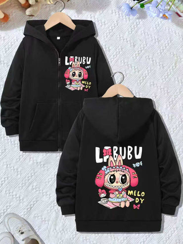 Cute Cartoon Bunny Kids Zip-Up Hoodie – Cozy, Fun & Stylish